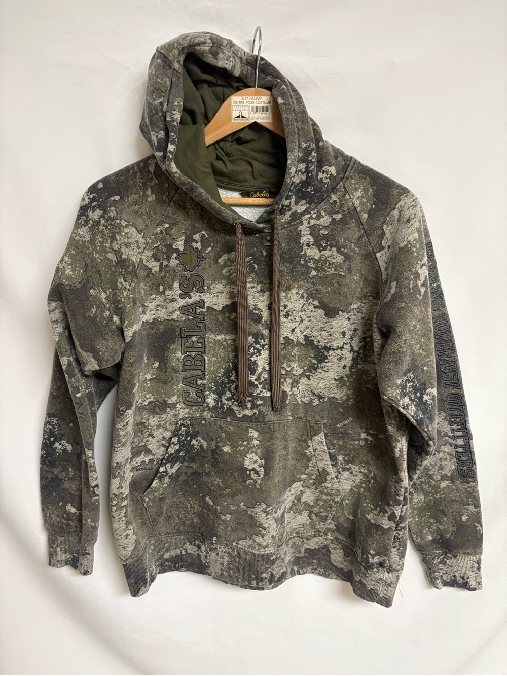 Cabela's Men's Olive and Gray Camouflage Crewneck Hoodie